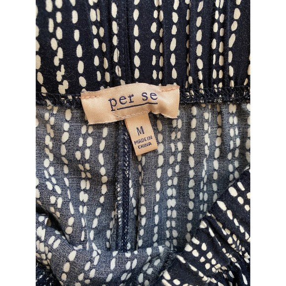 Per Se Pants Pull On Elastic Waist Navy Blue & White Casual Rayon Lounge Joggers - Picture 4 of 10